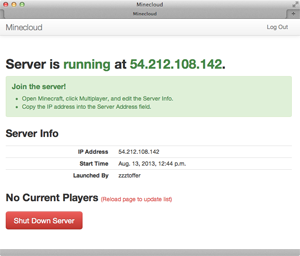 The Minecloud server is running!